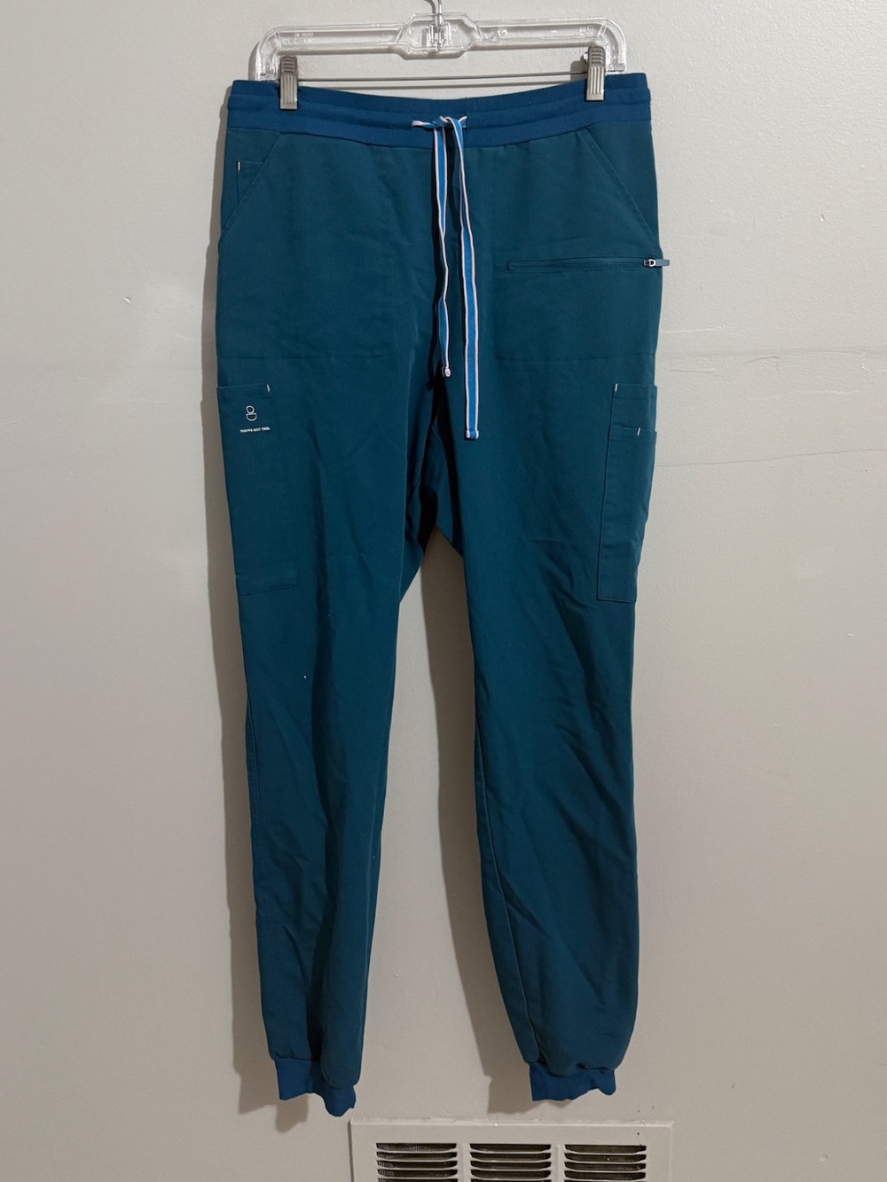 Dolan Scrub Pants Womens L Tall Teal Cargo Jogger Drawstring Medical Workwear